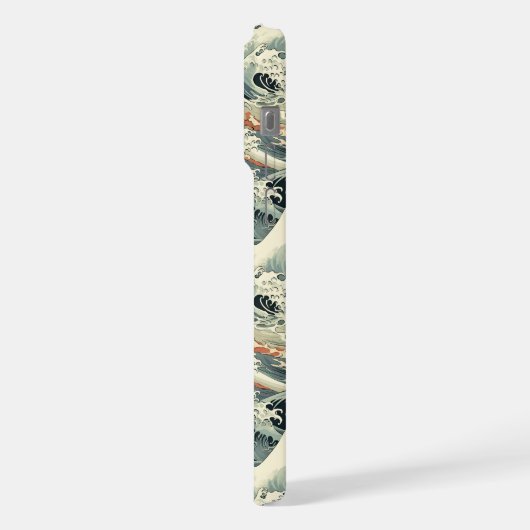 Japanese Wave Pattern Monogrammed iPhoneケース (左側面)