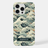 Japanese Wave Pattern Monogrammed iPhoneケース (裏面)