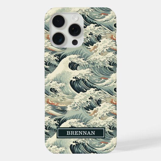 Japanese Wave Pattern Monogrammed iPhoneケース (裏面)