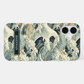 Japanese Wave Pattern Monogrammed iPhoneケース (裏面横)