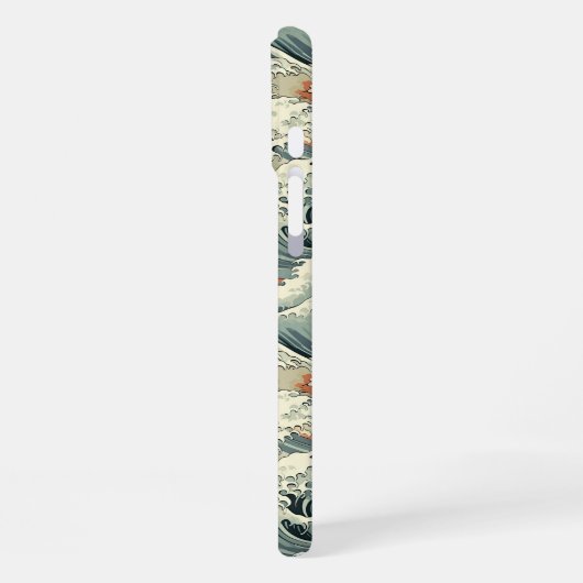 Japanese Wave Pattern Monogrammed iPhoneケース (左側面)
