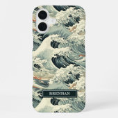 Japanese Wave Pattern Monogrammed iPhoneケース (裏面)