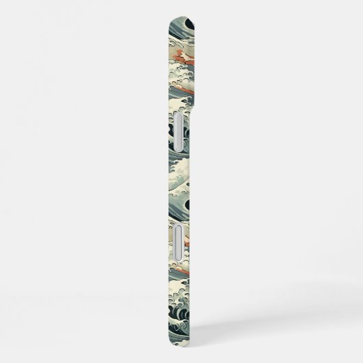 Japanese Wave Pattern Monogrammed iPhoneケース (右側面)