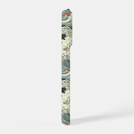 Japanese Wave Pattern Monogrammed iPhoneケース (右側面)