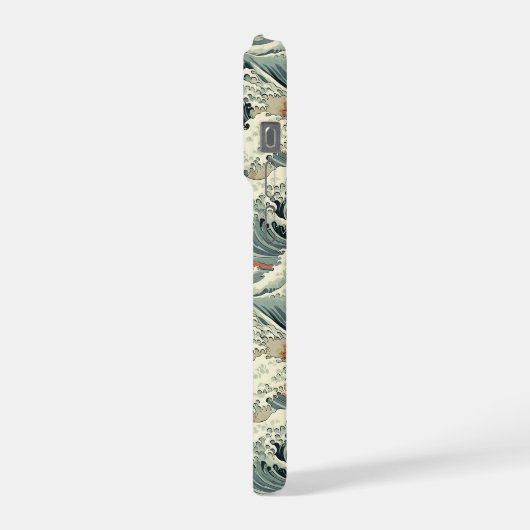 Japanese Wave Pattern Monogrammed iPhoneケース (左側面)