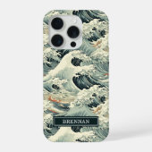 Japanese Wave Pattern Monogrammed iPhoneケース (裏面)