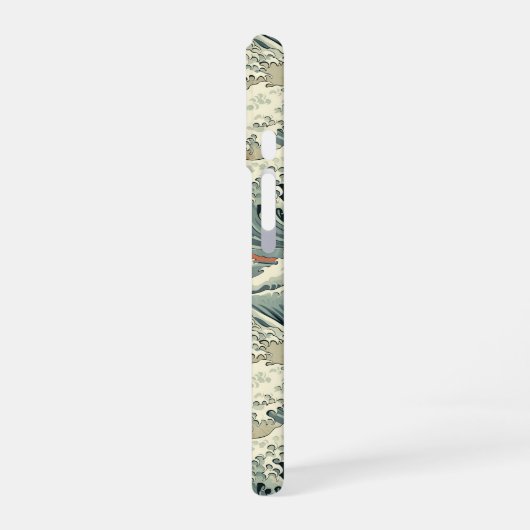 Japanese Wave Pattern Monogrammed iPhone 16ケース (左側面)