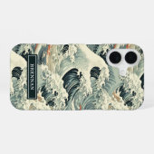 Japanese Wave Pattern Monogrammed iPhone 16ケース (裏面横)