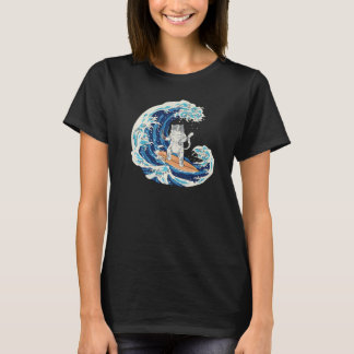 Japanese Wave Surfing Cat Eating Sushi  1 Tシャツ