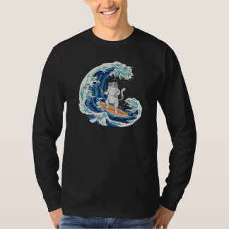 Japanese Wave Surfing Cat Eating Sushi  1 Tシャツ
