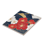 Japanese Waves and Blossoms Ceramic Tile - Piece 1 タイル (側面)