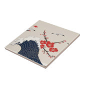 Japanese Waves and Blossoms Ceramic Tile - Piece 6 タイル (側面)