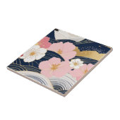 Japanese Waves and Blossoms Ceramic Tile - Piece 7 タイル (側面)