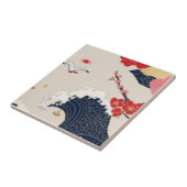 Japanese Waves and Blossoms Ceramic Tile - Piece 8 タイル (側面)