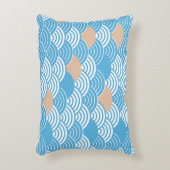 Japanese Waves Pattern Light Blue Beige White  アクセントクッション (正面(垂直))