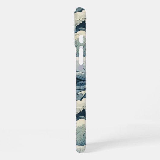 Japanese Waves Pattern Monogrammed iPhoneケース (左側面)