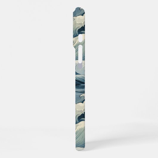 Japanese Waves Pattern Monogrammed iPhoneケース (左側面)