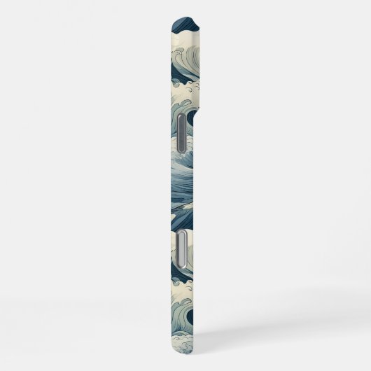 Japanese Waves Pattern Monogrammed iPhoneケース (右側面)