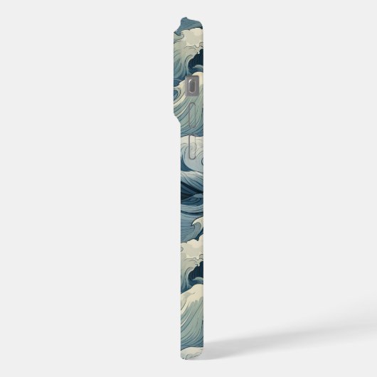 Japanese Waves Pattern Monogrammed iPhoneケース (左側面)