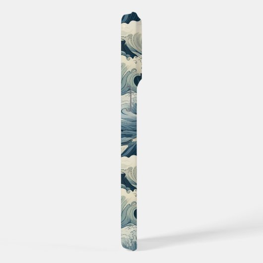 Japanese Waves Pattern Monogrammed iPhoneケース (右側面)