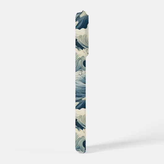 Japanese Waves Pattern Monogrammed iPhoneケース (右側面)
