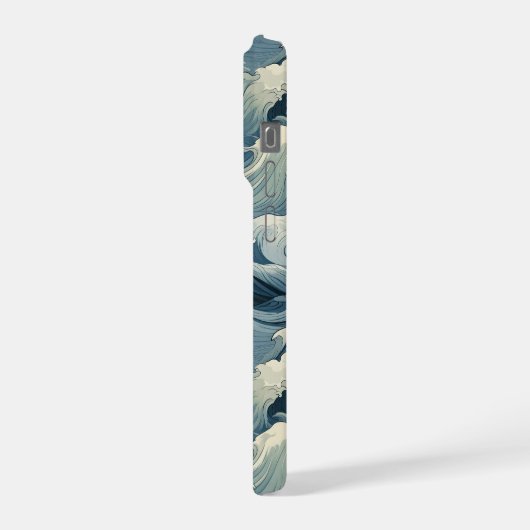 Japanese Waves Pattern Monogrammed iPhoneケース (左側面)
