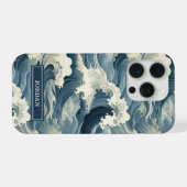 Japanese Waves Pattern Monogrammed iPhoneケース (裏面横)
