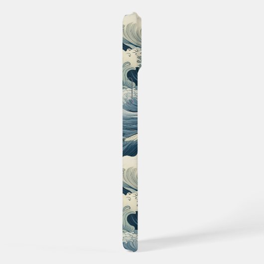 Japanese Waves Pattern Monogrammed iPhoneケース (右側面)