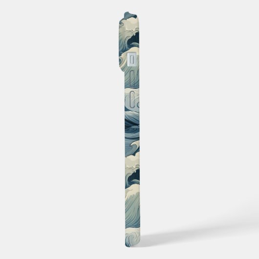 Japanese Waves Pattern Monogrammed iPhoneケース (左側面)