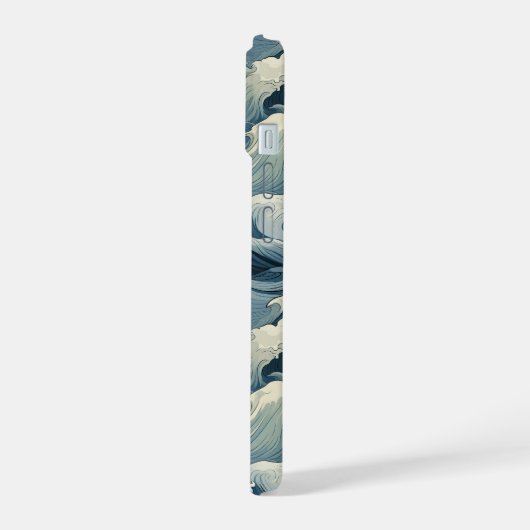 Japanese Waves Pattern Monogrammed iPhone 15ケース (左側面)