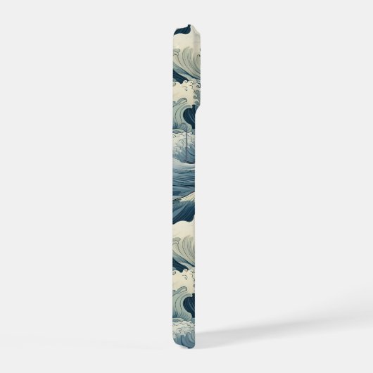 Japanese Waves Pattern Monogrammed iPhone 15ケース (右側面)