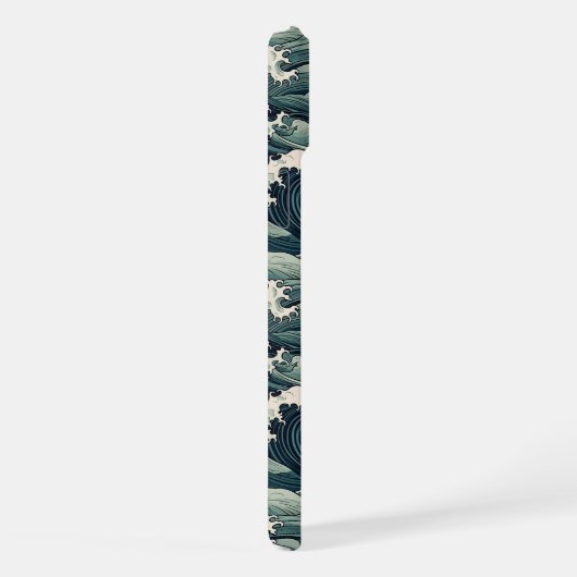 Japanese Waves Print Monogrammed iPhoneケース (右側面)