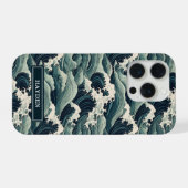 Japanese Waves Print Monogrammed iPhoneケース (裏面横)