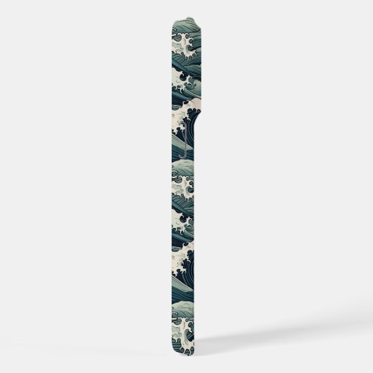 Japanese Waves Print Monogrammed iPhoneケース (右側面)