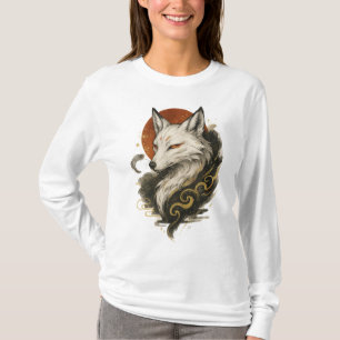 【Japanese White Fox Spirit Long Sleeve T-Shirt】 Tシャツ
