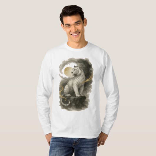 【Japanese White Tiger Long Sleeve T-Shirt】 Tシャツ (正面フル)