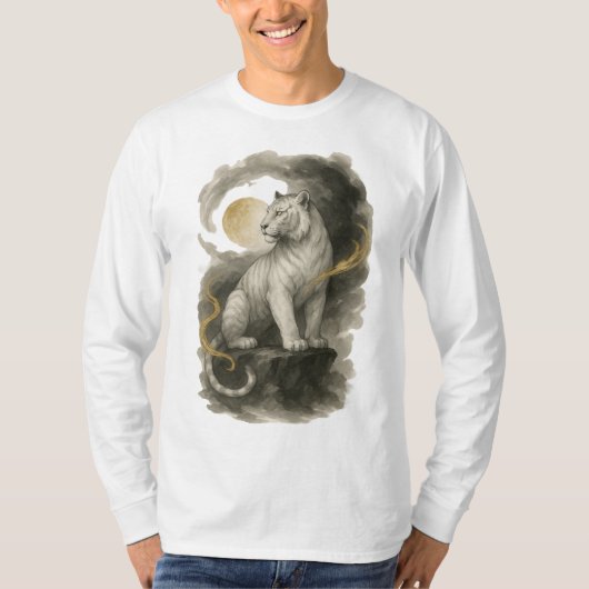 【Japanese White Tiger Long Sleeve T-Shirt】 Tシャツ (正面)