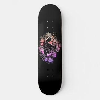 Japanese woman dancing in flowers Skateboard Deck スケートボード