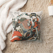 Japanese Woman Playing Flute クッション (ブランケット)