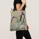 Japanese woodblock-print Cranes - Kamisaka Sekka トートバッグ (クローズアップ)