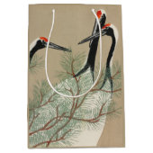 Japanese woodblock-print Cranes - Kamisaka Sekka ミディアムペーパーバッグ (正面)