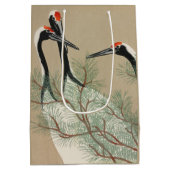 Japanese woodblock-print Cranes - Kamisaka Sekka ミディアムペーパーバッグ (裏面)