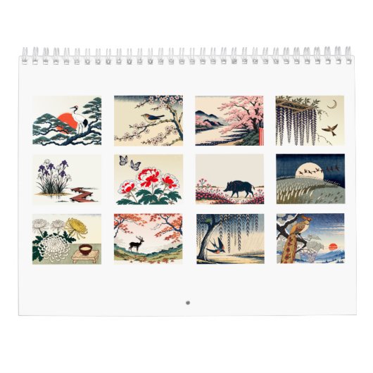 Japanese Woodblock Print Four Seasons カレンダー (裏面)