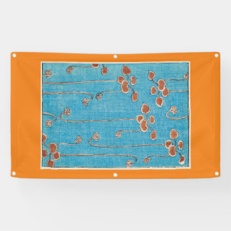 JAPANESE WOODBLOCK PRINT OF WATER LILIES ON Banner 横断幕