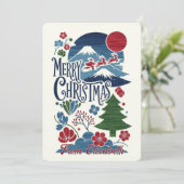 Japanese Woodblock Style Christmas シーズンカード (スタンド正面)