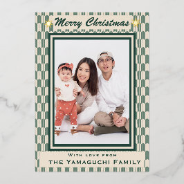 Japanese Yagasuri Pattern Photo Foil Holiday Card 箔シーズンカード