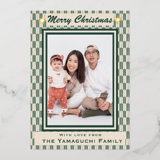 Japanese Yagasuri Pattern Photo Foil Holiday Card 箔シーズンカード
