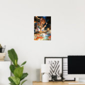 Japanese Yukata Girl, Retro Anime Wall Art ポスター (ホームオフィス)