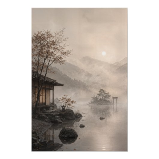Japanese Zen Lake Wall Art Poster ポスター (正面)