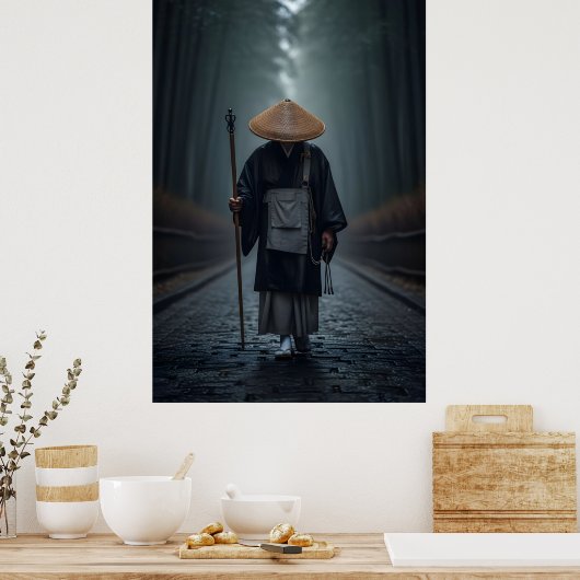 Japanese Zen Monk ポスター (キッチン)